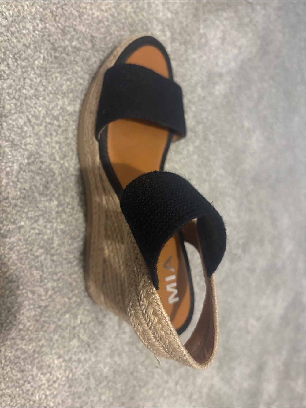 MIA Black Double-Band Espadrille Wedge Sandals